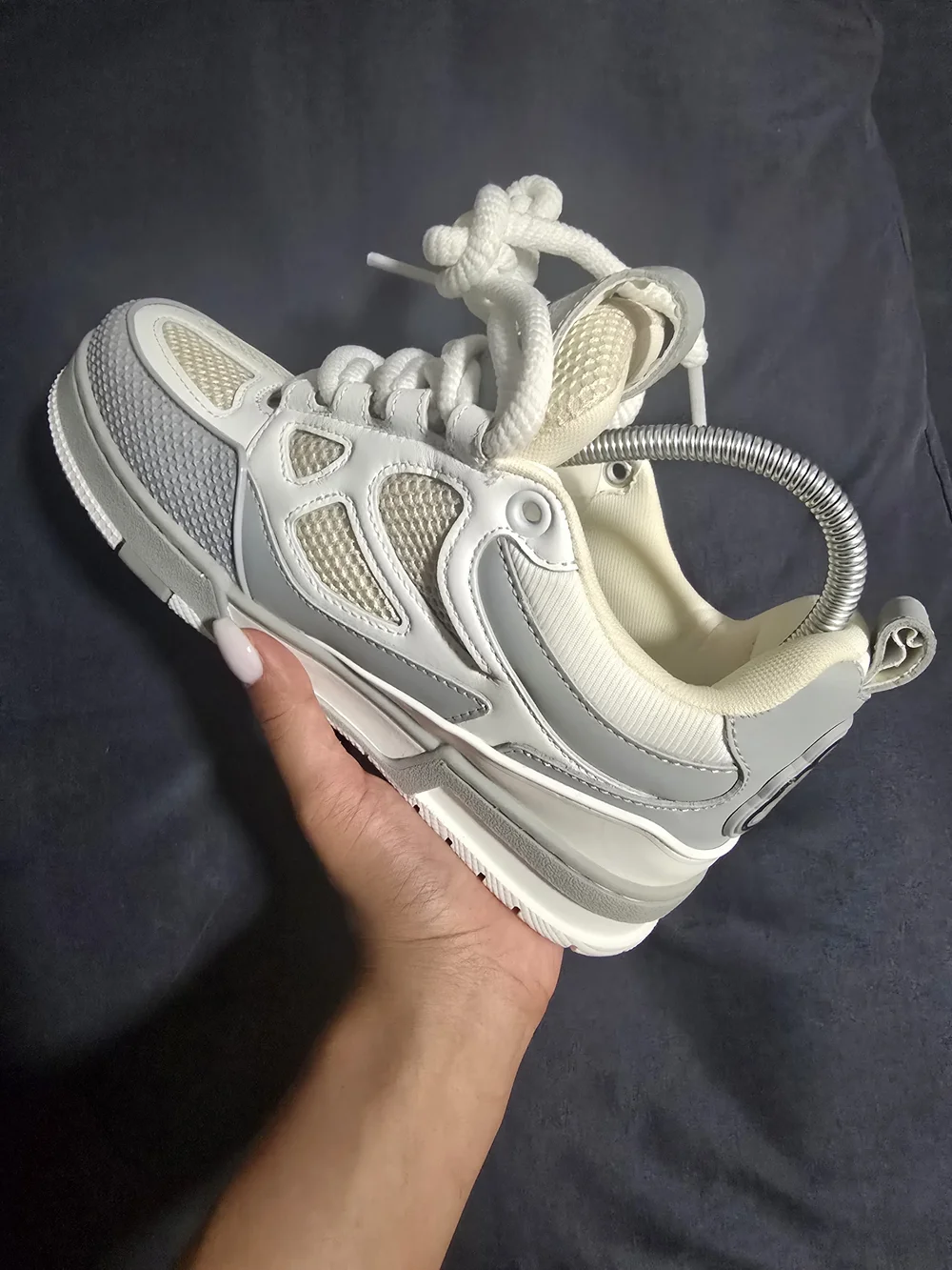 Retro Skate Sneakers Grey & White - Size 6